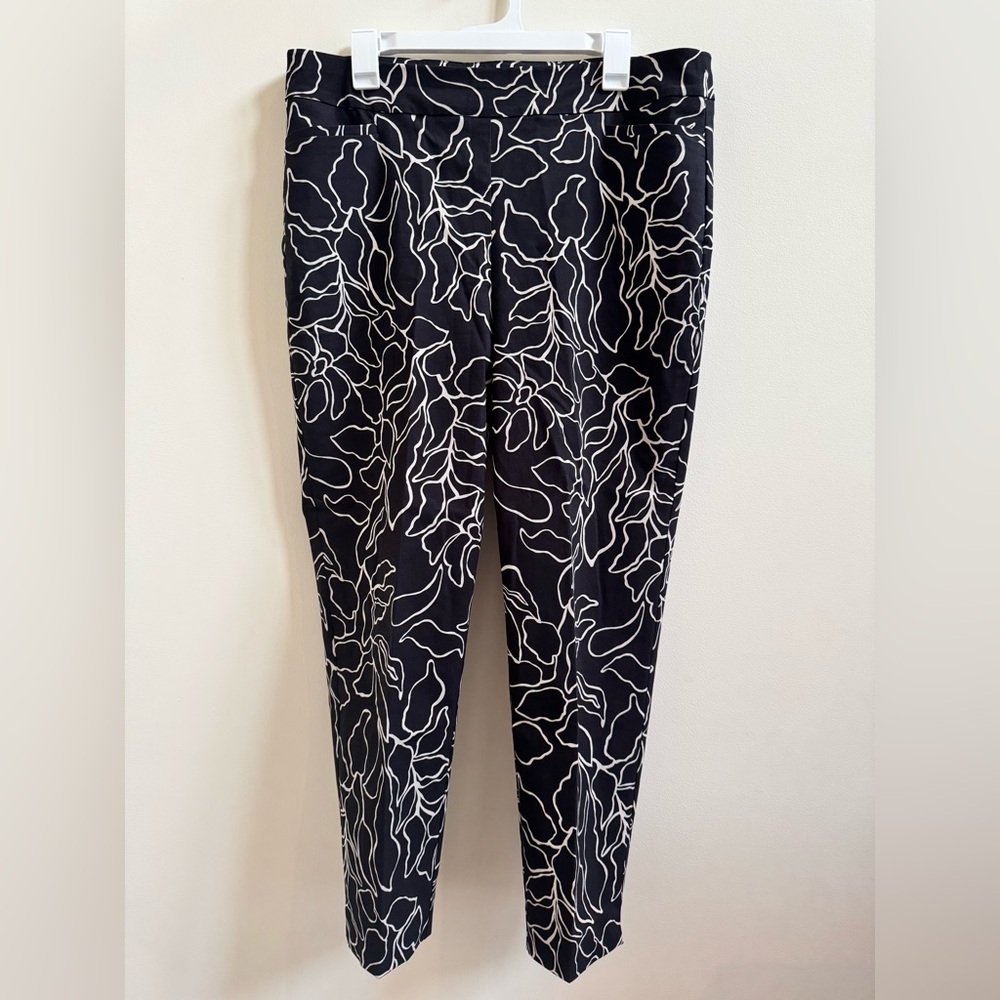 Chico's Black and White Chinos with Artistic Pattern